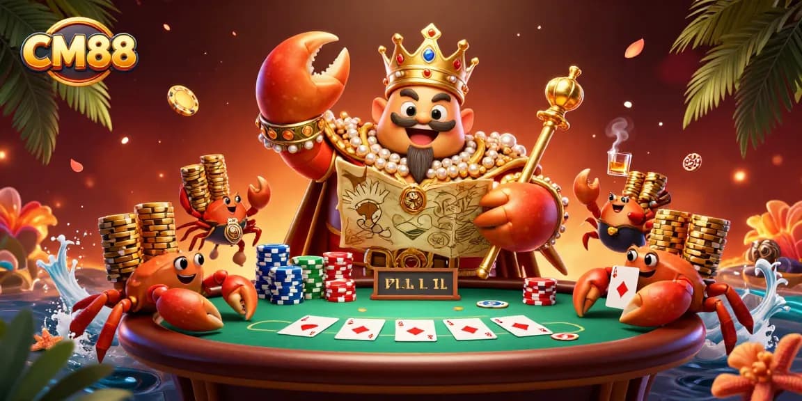 Experience intense poker excitement at CM88 with the golden crab emperor and lavish game details.