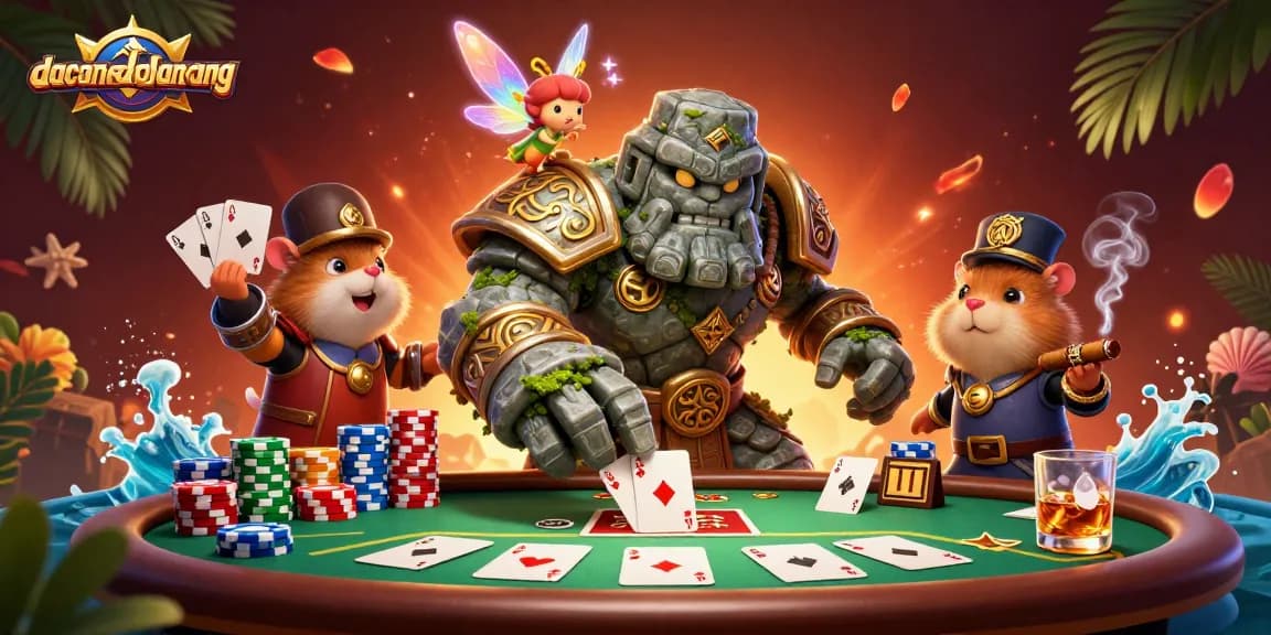 Engage with dacsandatphanrang's dynamic poker scene showcasing characters surrounded by chips and cards.
