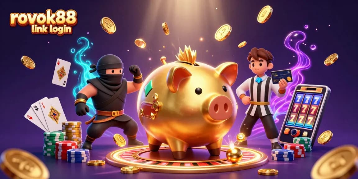 Experience the excitement of rokok88 link login with a vibrant 3D casino illustration featuring dynamic gaming elements.