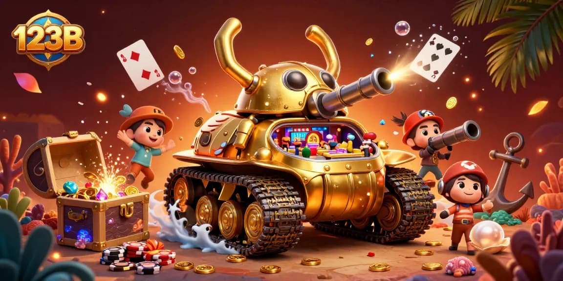 Experience vibrant gameplay with 123B's miniature casino inside a golden beetle tank.