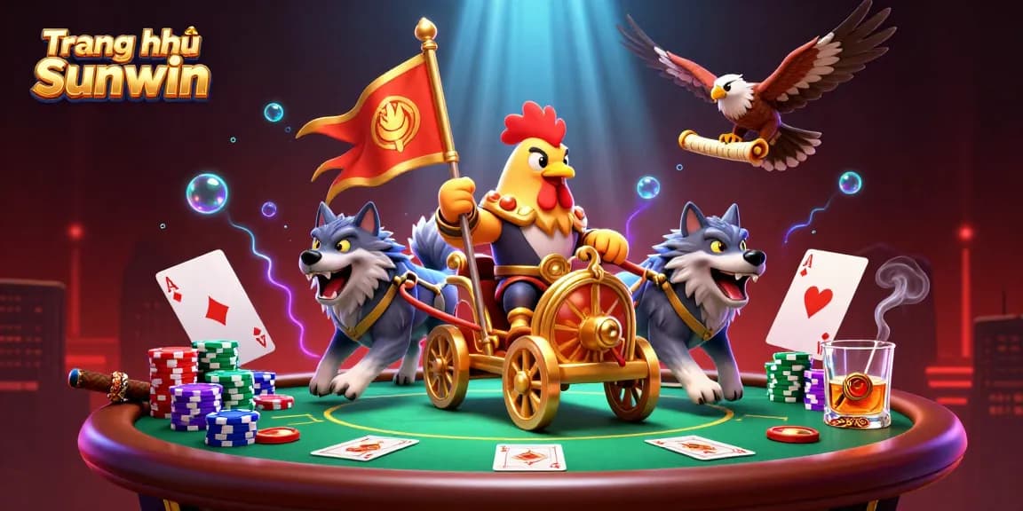 Engage with the vibrant action at Trang chủ Sunwin's casino, featuring exciting poker elements and dynamic characters.