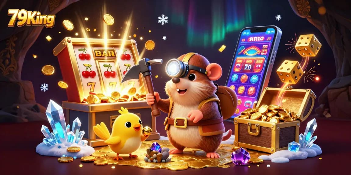 Win big at 79King with a charming treasure hunter mole and exciting slot machines in a thrilling casino adventure.