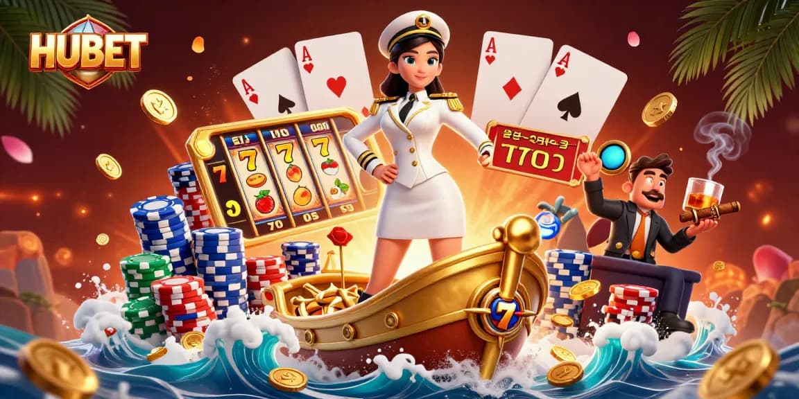 Experience thrilling gameplay with HUBET's lively illustration invoking excitement at the casino.