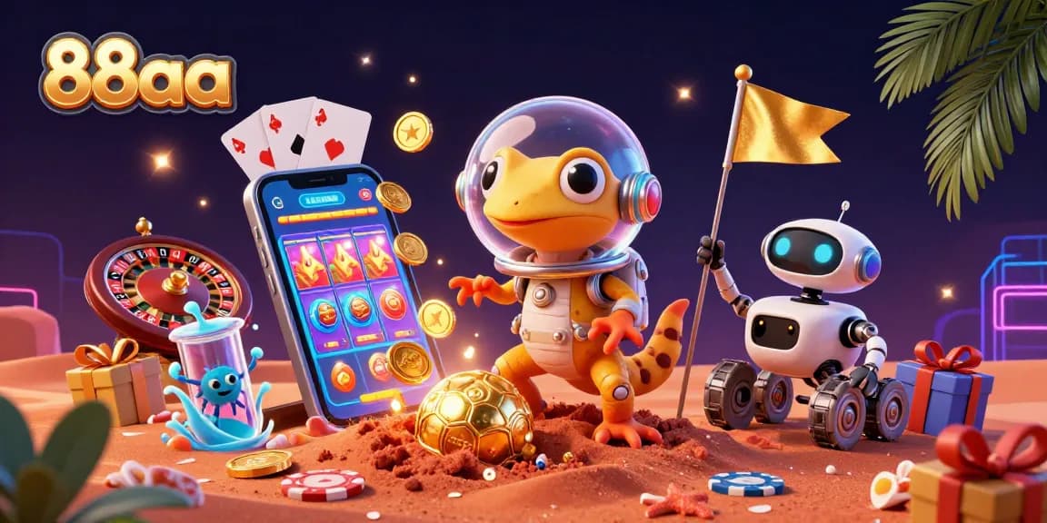 Experience thrilling gameplay with 88aa's Martian gecko discovering a vibrant casino.