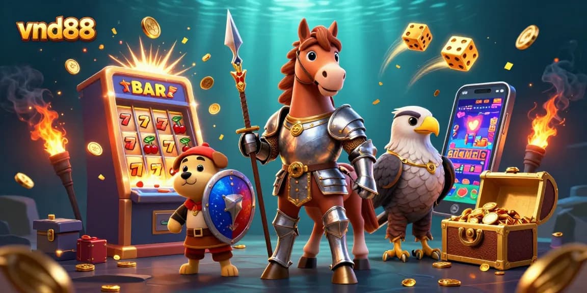 Experience the excitement of vnd88 with characters and casino elements in a vibrant scene.