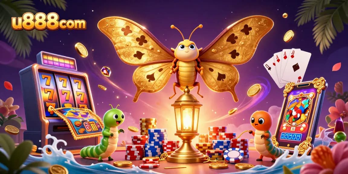 Spin the reels and win with u888com's vibrant casino illustration featuring rich graphics.