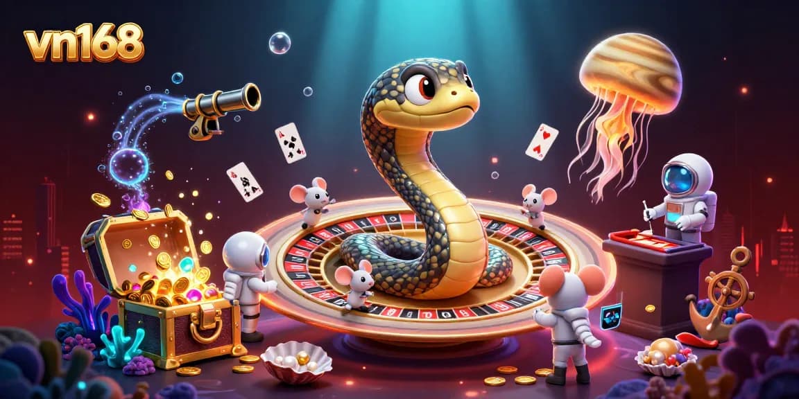 Engage with exciting betting at vn168 with cartoon astronaut mice enjoying the cosmic casino atmosphere.