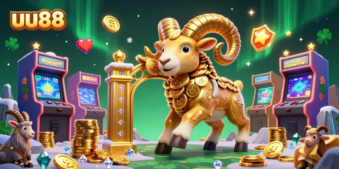 Experience epic gaming action with uu88's vibrant casino scene featuring a golden ram charging through a gate.