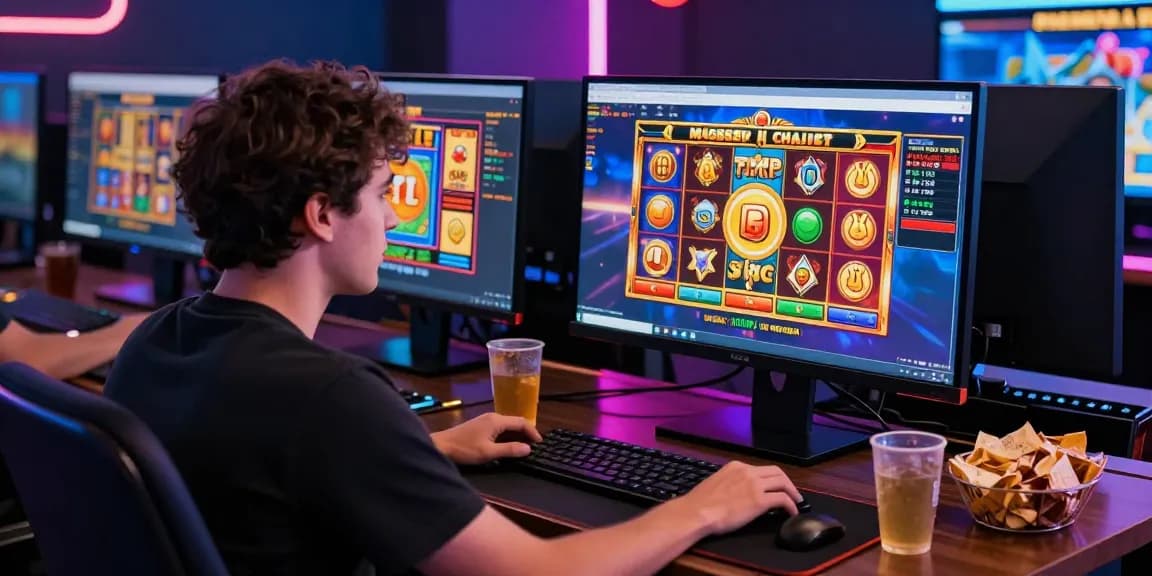 Exciting online gaming setup for situs slot enthusiasts showcasing vibrant slot games and jackpots.
