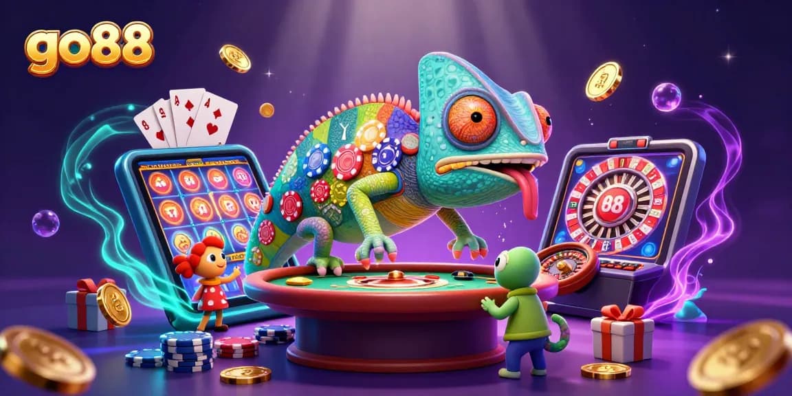 Engage in thrilling gameplay at go88 with a vibrant chameleon casino owner and dynamic slot games.