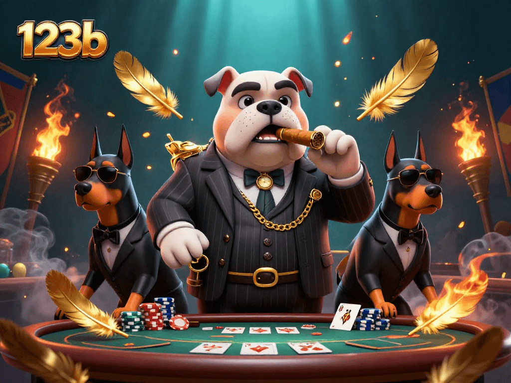 Engage with 123b's vibrant poker scene showcasing mafia bulldog and Doberman bodyguards.