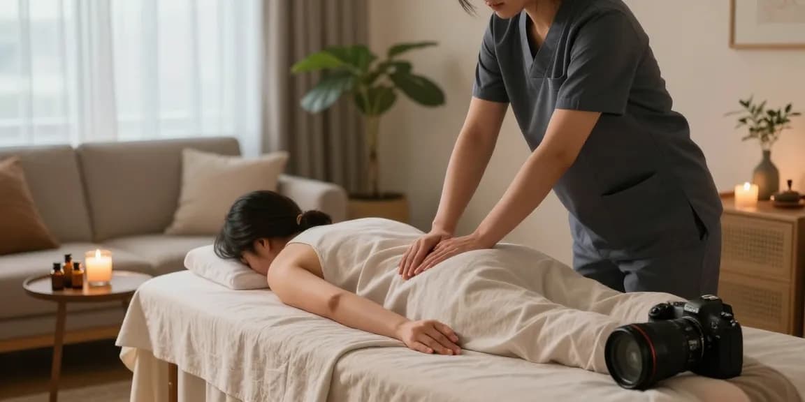 Soothing 서울출장안마 session in a tranquil home setting with trained therapist and calming ambiance.