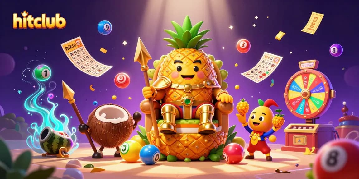 Engage with hitclub creativity in an ultra-detailed 3D scene featuring a casino with playful characters and vibrant game elements.