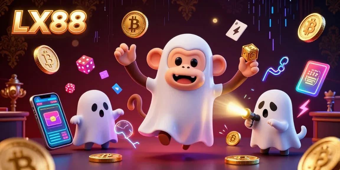 Engage with LX88's haunting casino scene featuring the mischievous monkey and golden treasures.