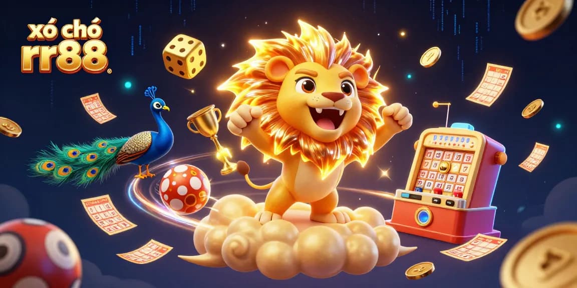 Engage in the xổ số rr88 lottery excitement with a dynamic 3D cartoon scene featuring colorful lottery elements and captivating characters.
