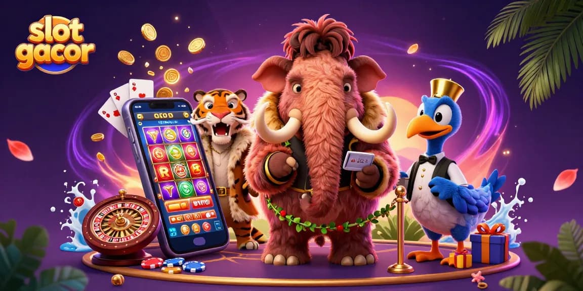 Experience the thrill of slot gacor with this vibrant 3D casino illustration featuring unique characters.