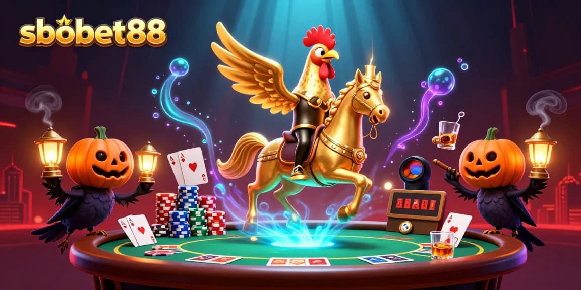 Bet on sbobet88 with a thrilling golden rooster theme inside a lively casino.