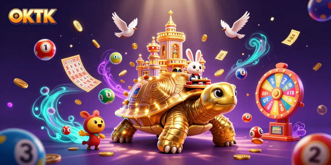 Experience the excitement of OKTK casino games with vibrant visuals of golden characters and dynamic elements.