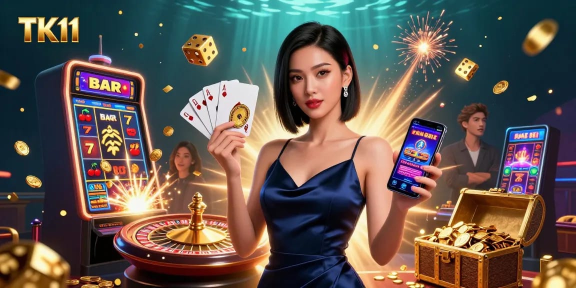 Experience winning excitement at TK11 with thrilling casino games and vibrant 3D elements.