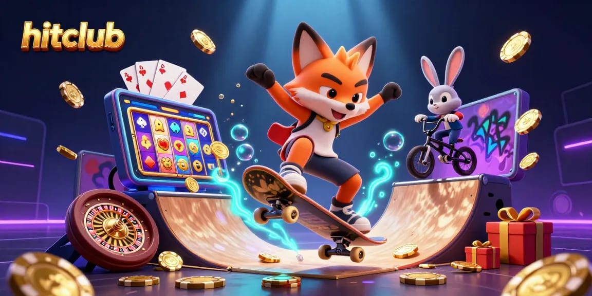 Experience thrilling gaming action at hitclub with vibrant characters and casino elements in a dynamic scene.