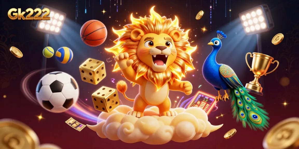 Spin to win at Gk222 with vibrant casino elements and animated characters.