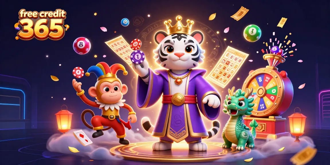 Experience the excitement of free credit 365 at casinos with vibrant scenes and dynamic rewards.