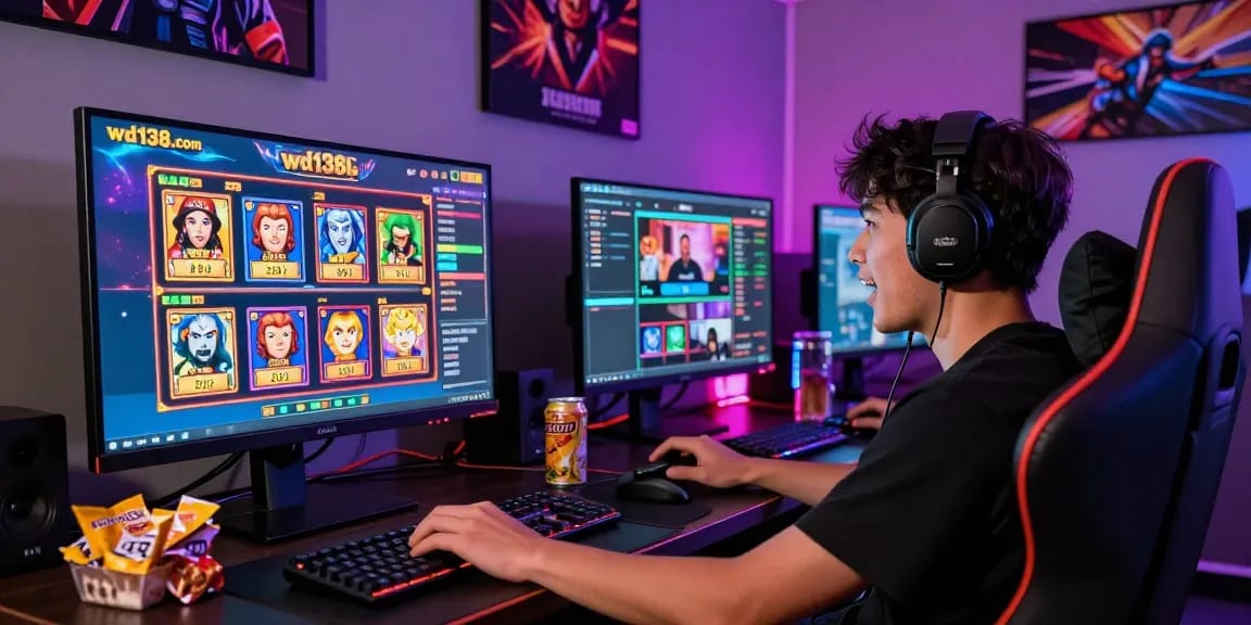 Exciting gaming setup at wd138.com with vibrant slot games and immersive atmosphere.