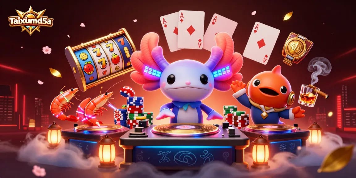 Engage in thrilling gameplay at taixiumd5a with neon characters, vibrant slot reels, and dynamic casino action.
