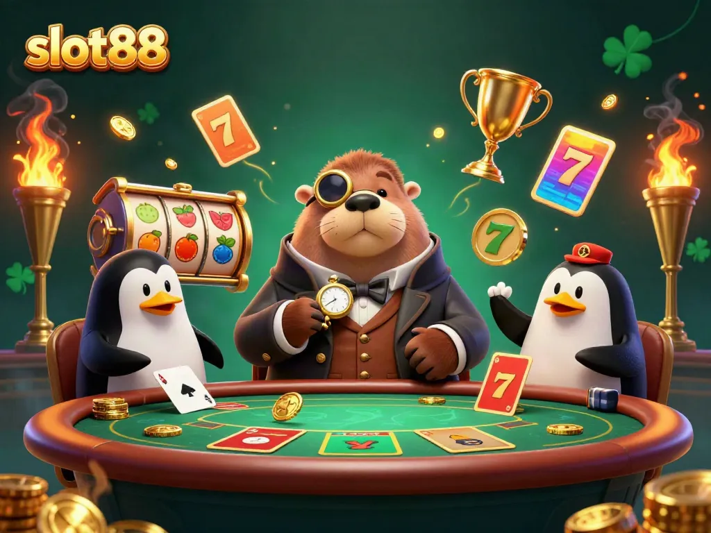 Slot88 menawarkan pengalaman bermain slot dengan walrus ceria dan dealer penguin dalam permainan yang dinamis.