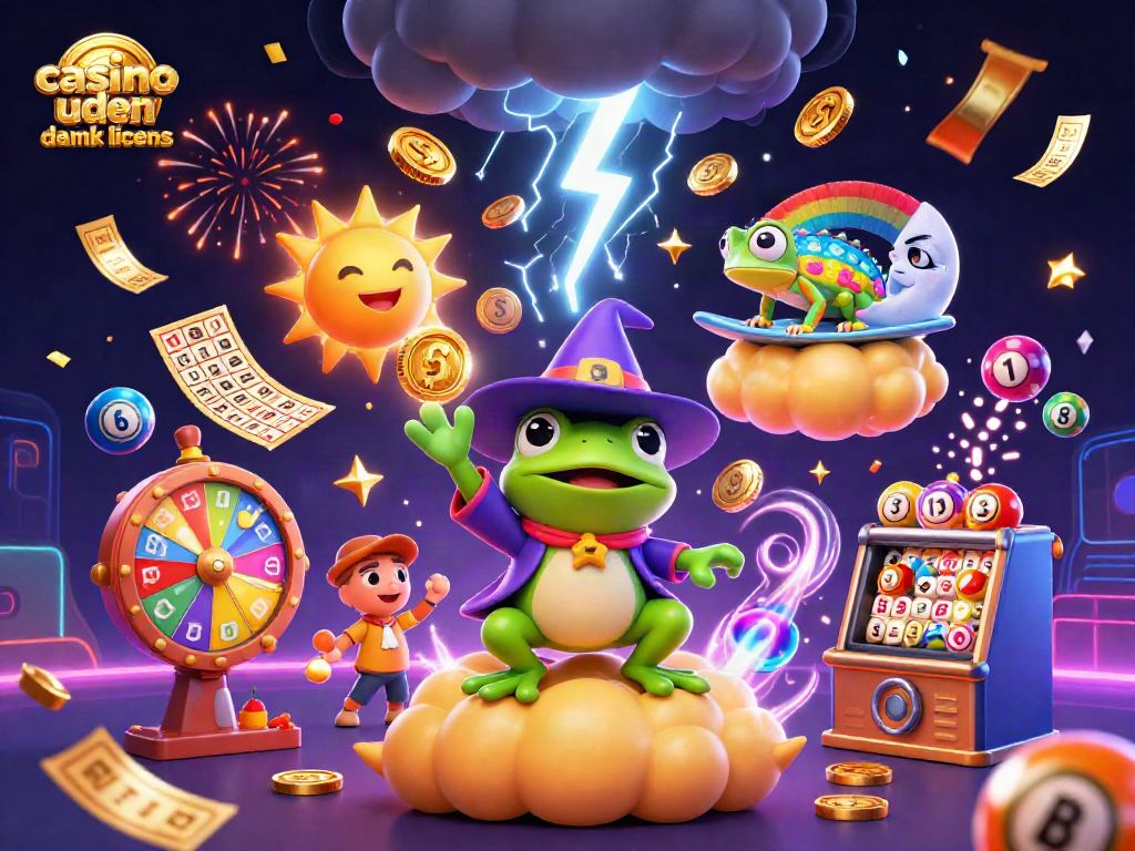 Experience the excitement of casino uden dansk licens with golden coins and vibrant elements in action.