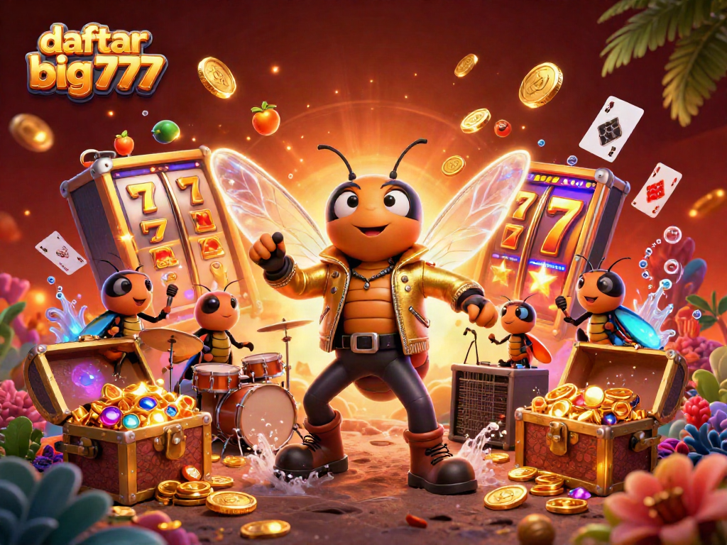 Experience the excitement of daftar big777 with dynamic slot reels, gold coins, and vibrant casino elements.