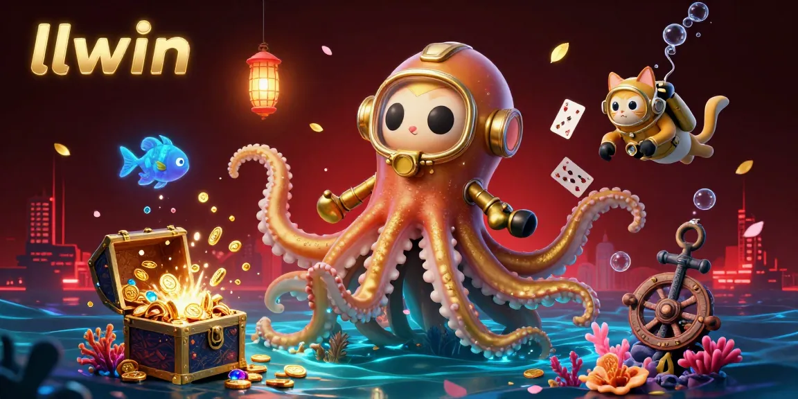 Win with excitement at llwin featuring a kraken, diving cat, and underwater treasures.