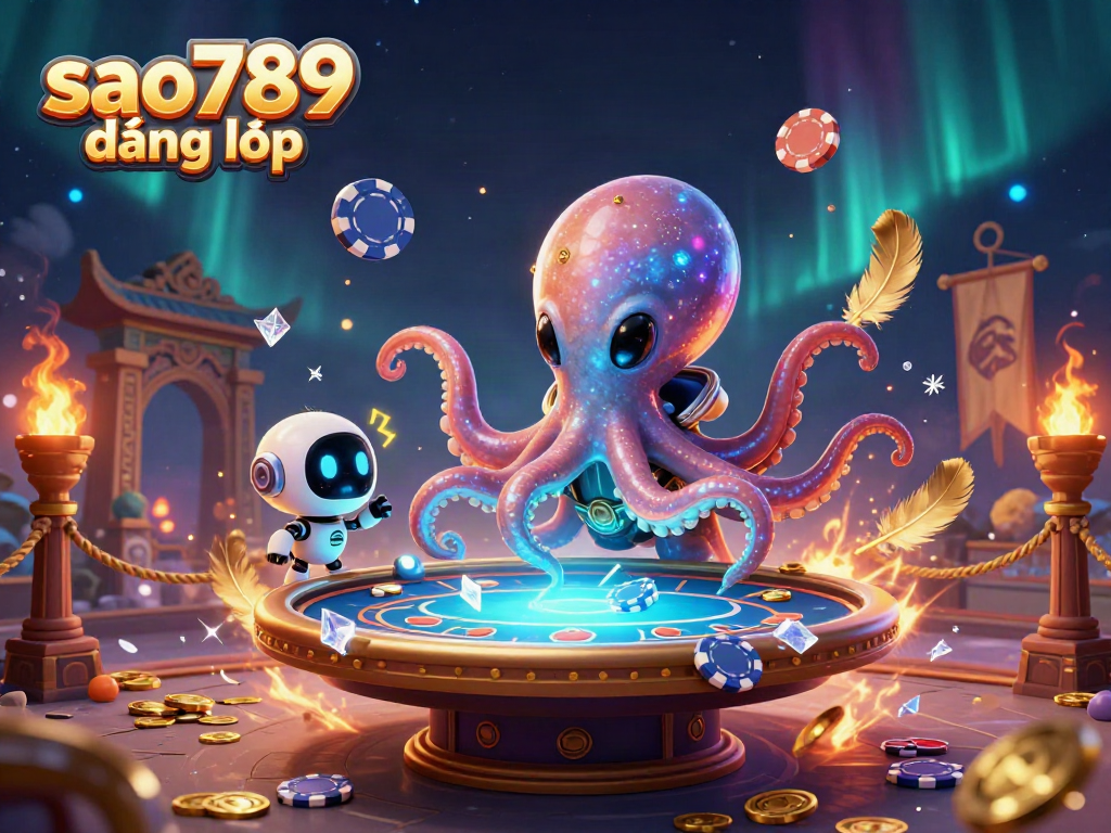 Experience the thrill of sao789 đăng nhập with an alien octopus at a dynamic poker table.