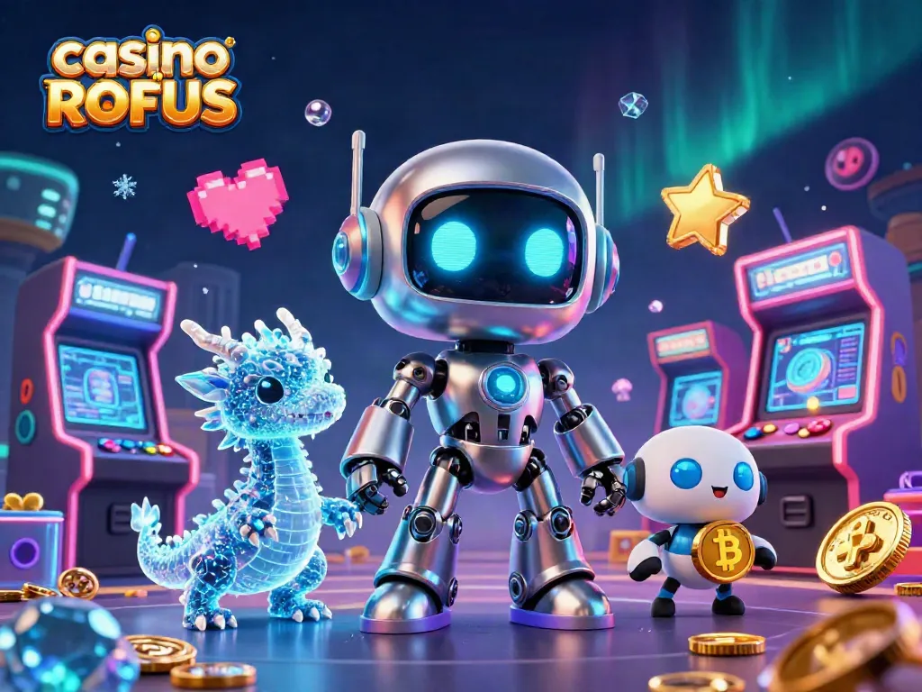 Play at casino uden om ROFUS with our colorful 3D rendering showcasing vibrant gaming elements.