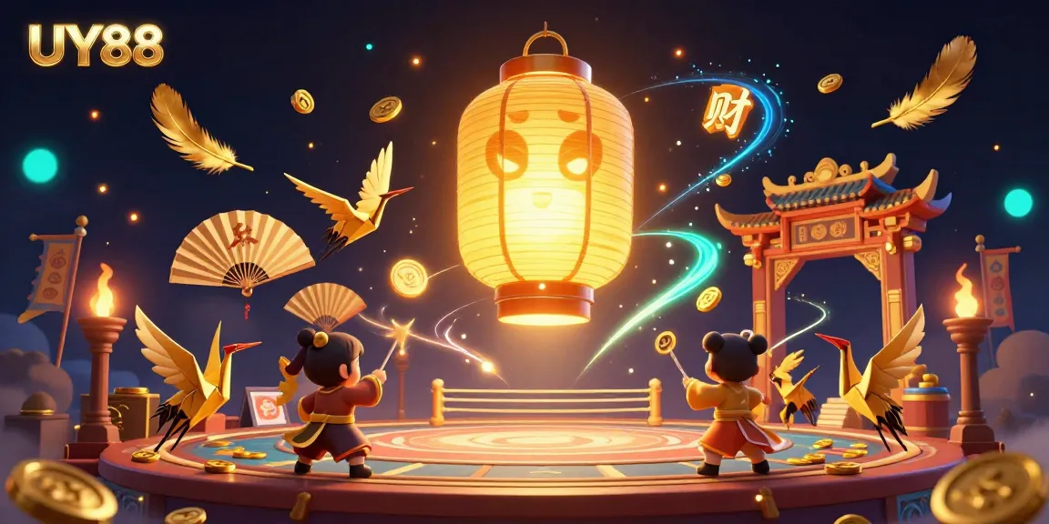Experience vibrant gameplay at UY88 with spinning golden lanterns and dynamic casino energy.