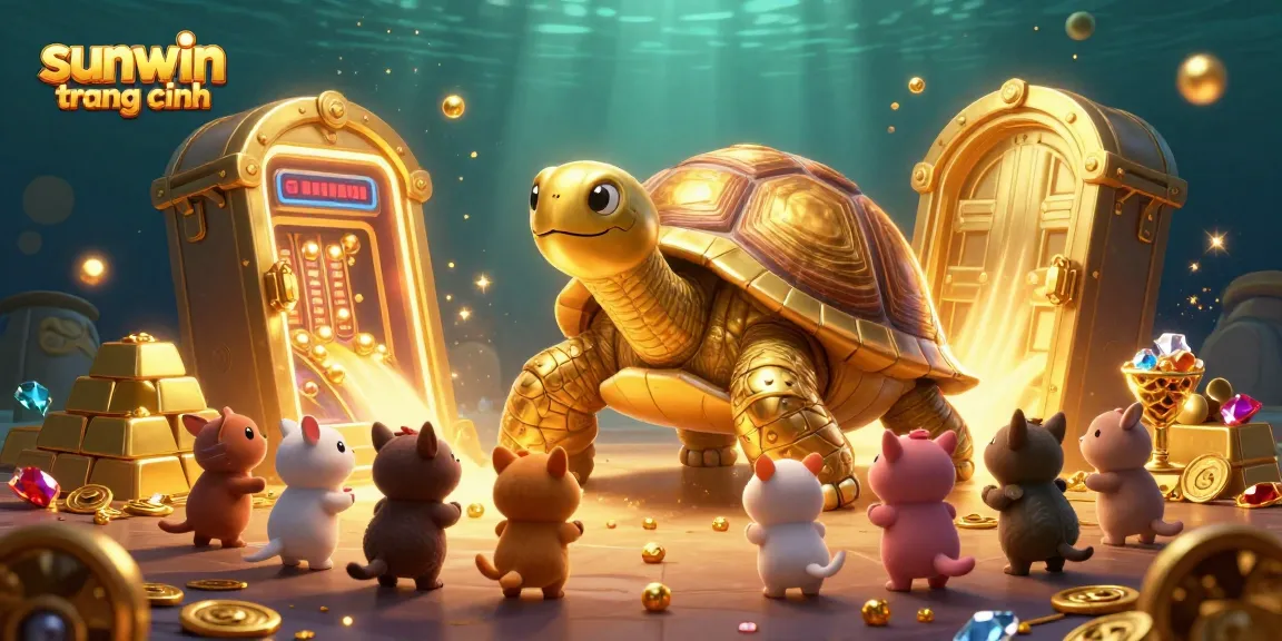 Experience the excitement of sunwin trang chính with a unique golden tortoise pinball casino scene.