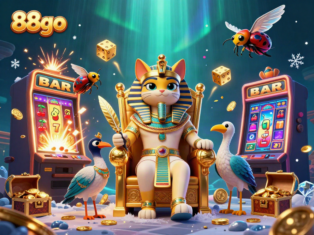Engaging scene showcasing 88go characters amid a dynamic 3D casino environment bursting with winning symbols.