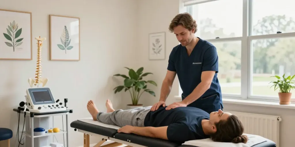 Chiropractor Chatswood providing personalized adjustments in a warm, inviting treatment room.