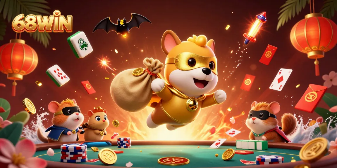 Experience exhilarating wins at 68WIN with lively characters celebrating casino excitement and victories.