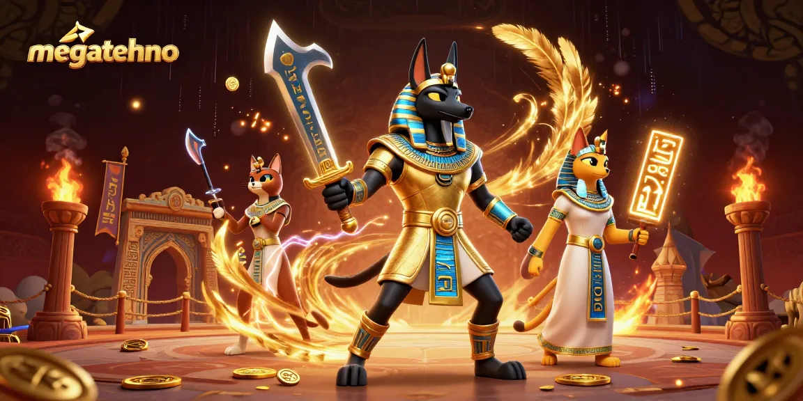 Experience the thrilling gaming world of megatehno, featuring ancient warriors and vibrant casino elements.