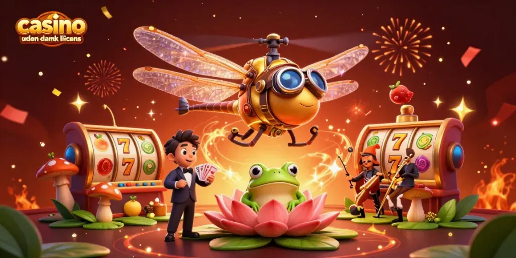Engage at the exciting casino uden dansk licens while a dragonfly pilot and frog croupier bring the action alive.