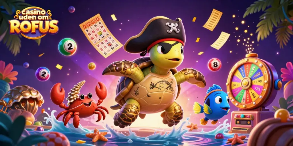 Engage in thrilling gaming at casino uden om ROFUS with vibrant characters and dynamic lottery elements.