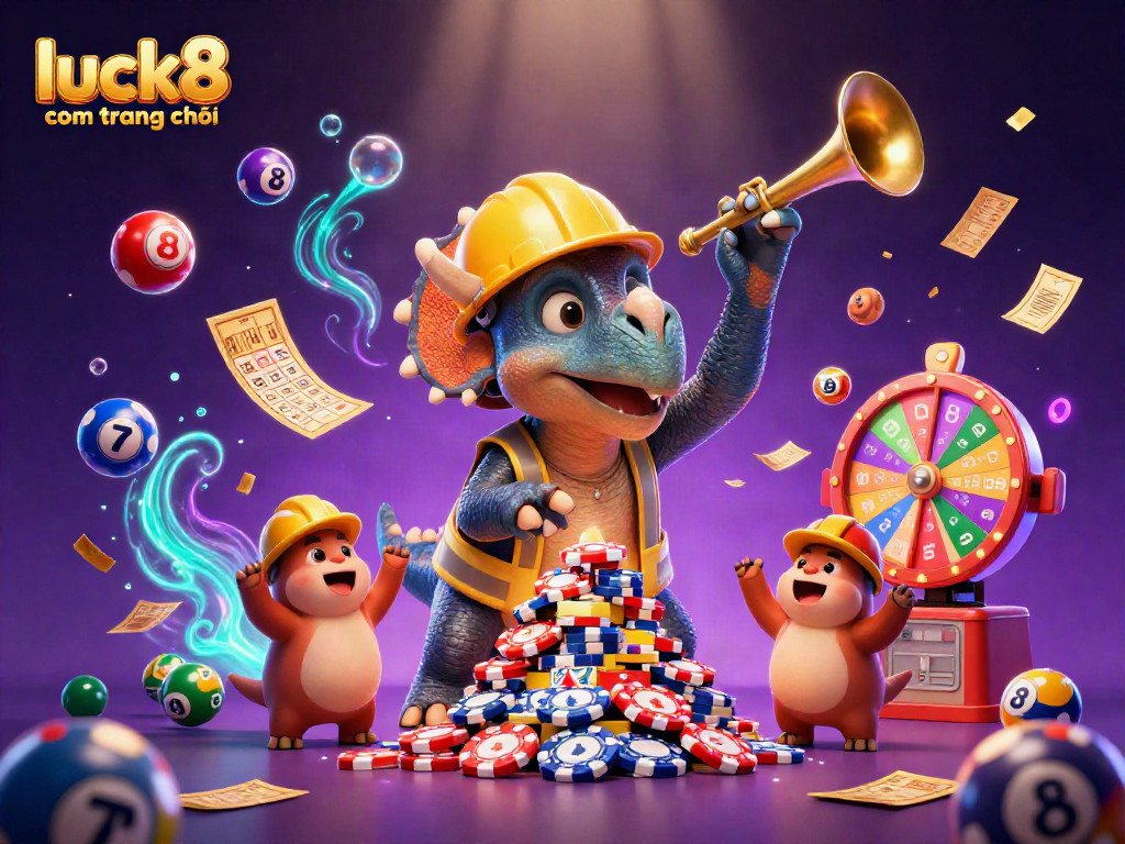 Experience excitement interactive gaming at luck8 com trang chủ with colorful lottery elements celebrating victory.