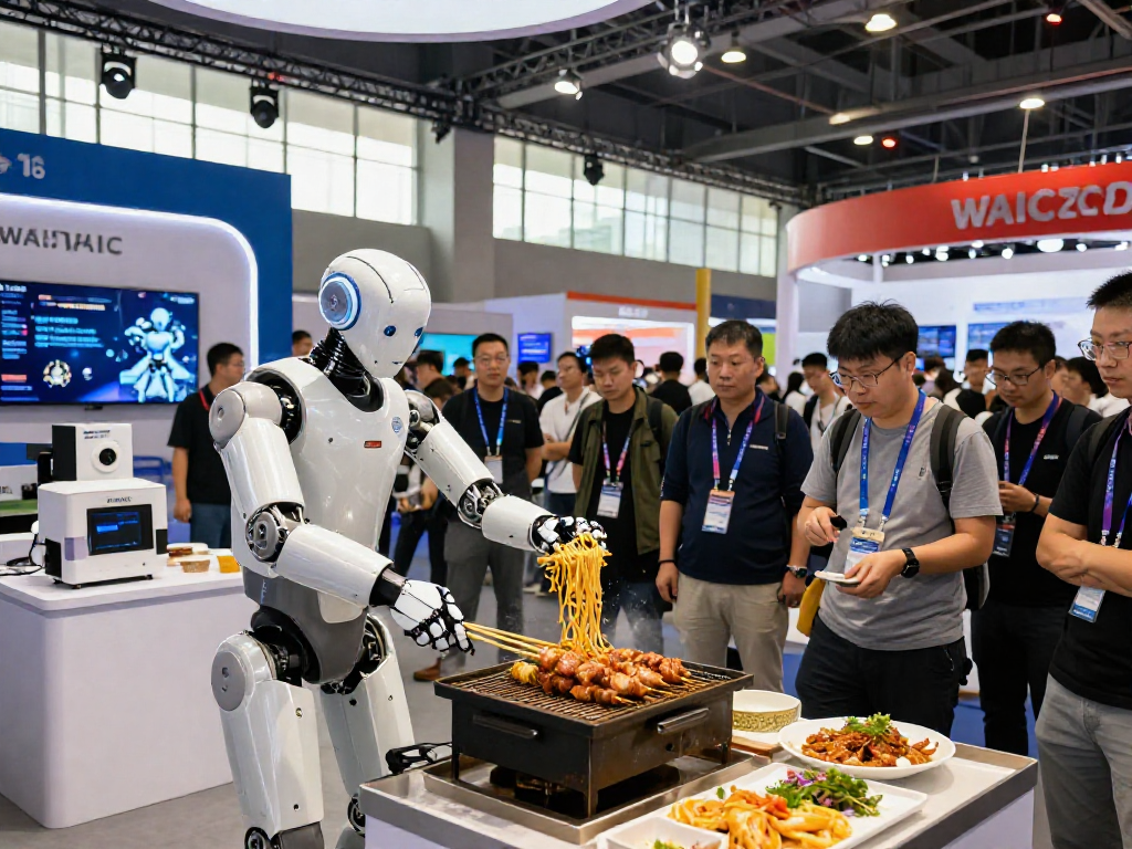 Robot24 showcases innovative humanoid robots cooking at WAIC 2026.