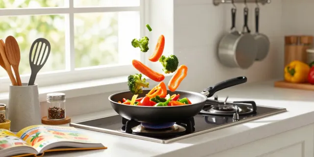 Non-Stick Cookware price in bangladesh showcased in a vibrant kitchen scene with a home cook.