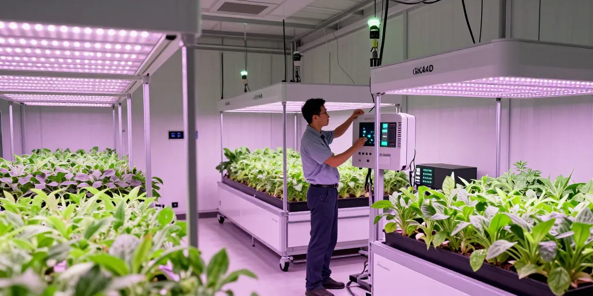 CIKA4D engineer monitoring indoor agriculture grow room with advanced systems.