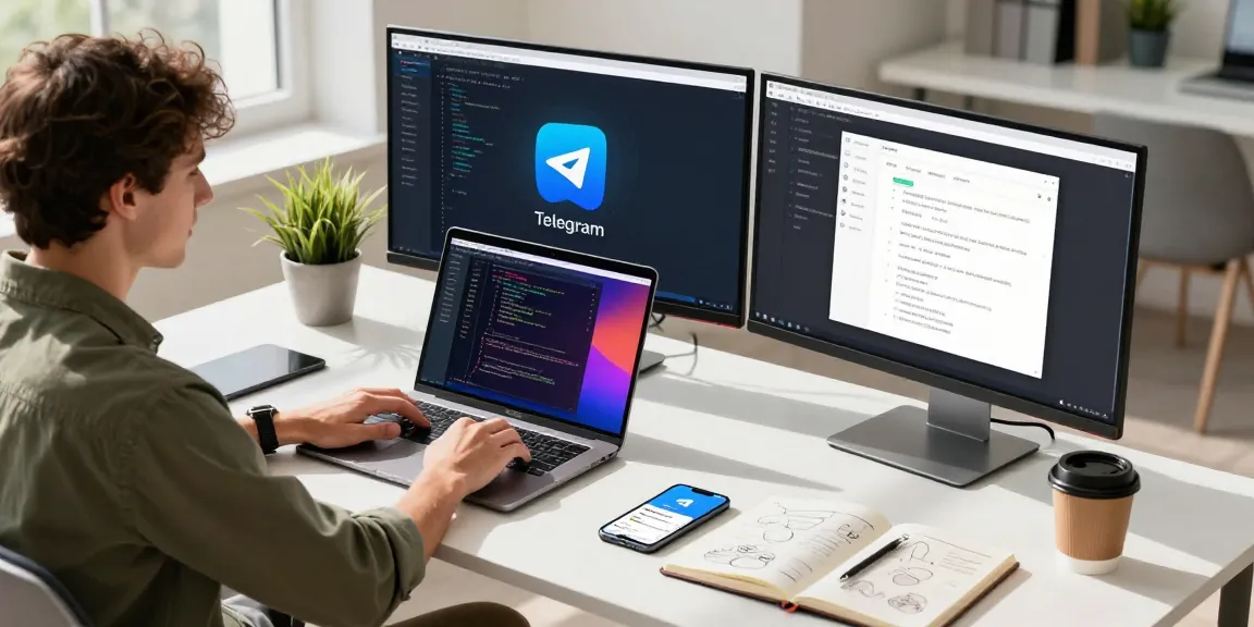 Seamless Telegram Download experience in a modern workspace showcasing a developer coding in a productive environment.