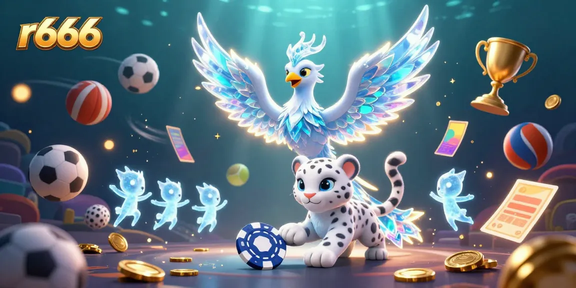 Experience the excitement of r666 with dynamic sports elements and illustrative characters in a vibrant scene.