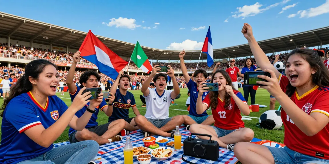 Fans enjoying IHD Sports live football match outdoors, showcasing excitement and community.